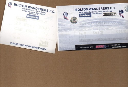 Used ticket bolton v everton - bolton,