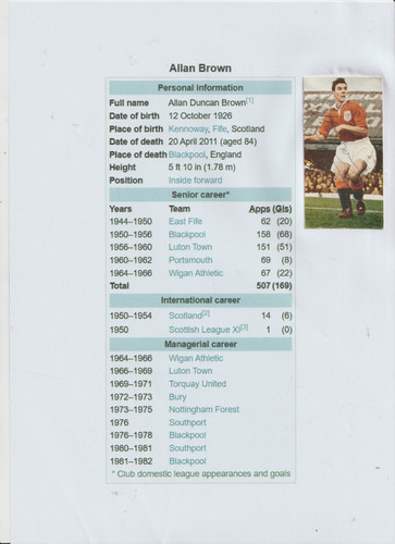 Blackpool legend 1950 1956 - blackpool, fc